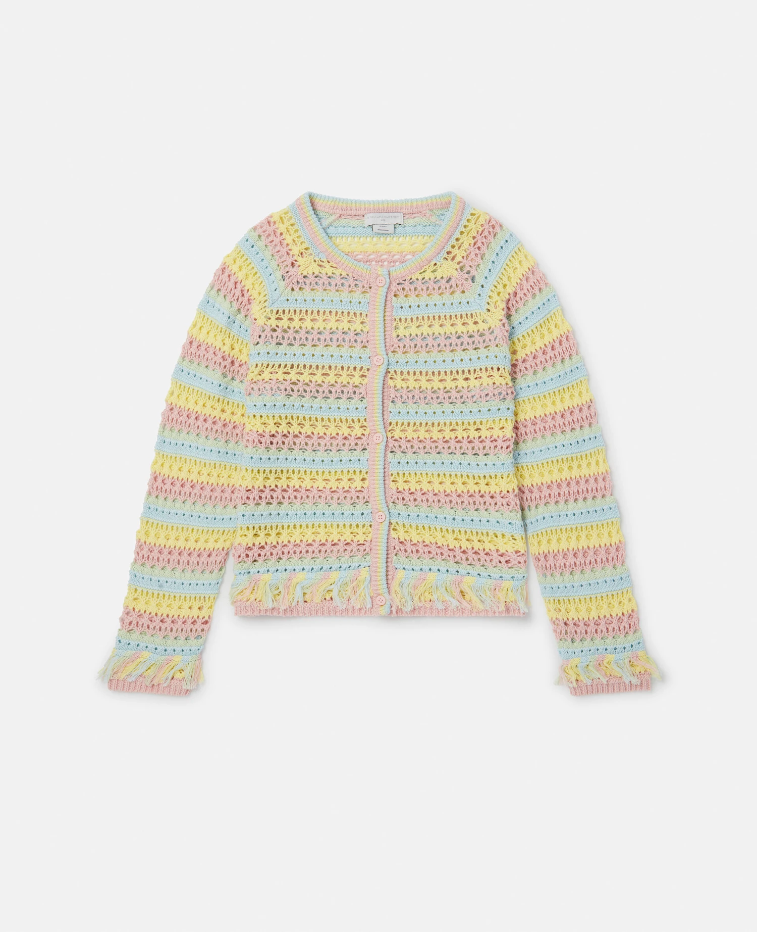 STELLA MCCARTNEY Pastel Rainbow Stripe Crochet Cardigan 3 STELLA MCCARTNEY Pastel Rainbow Stripe Crochet Cardigan