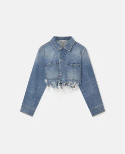 STELLA MCCARTNEY Vintage Wash Distressed Cropped Denim Jacket
