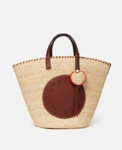 STELLA MCCARTNEY Logo Raffia Medium Basket Bag