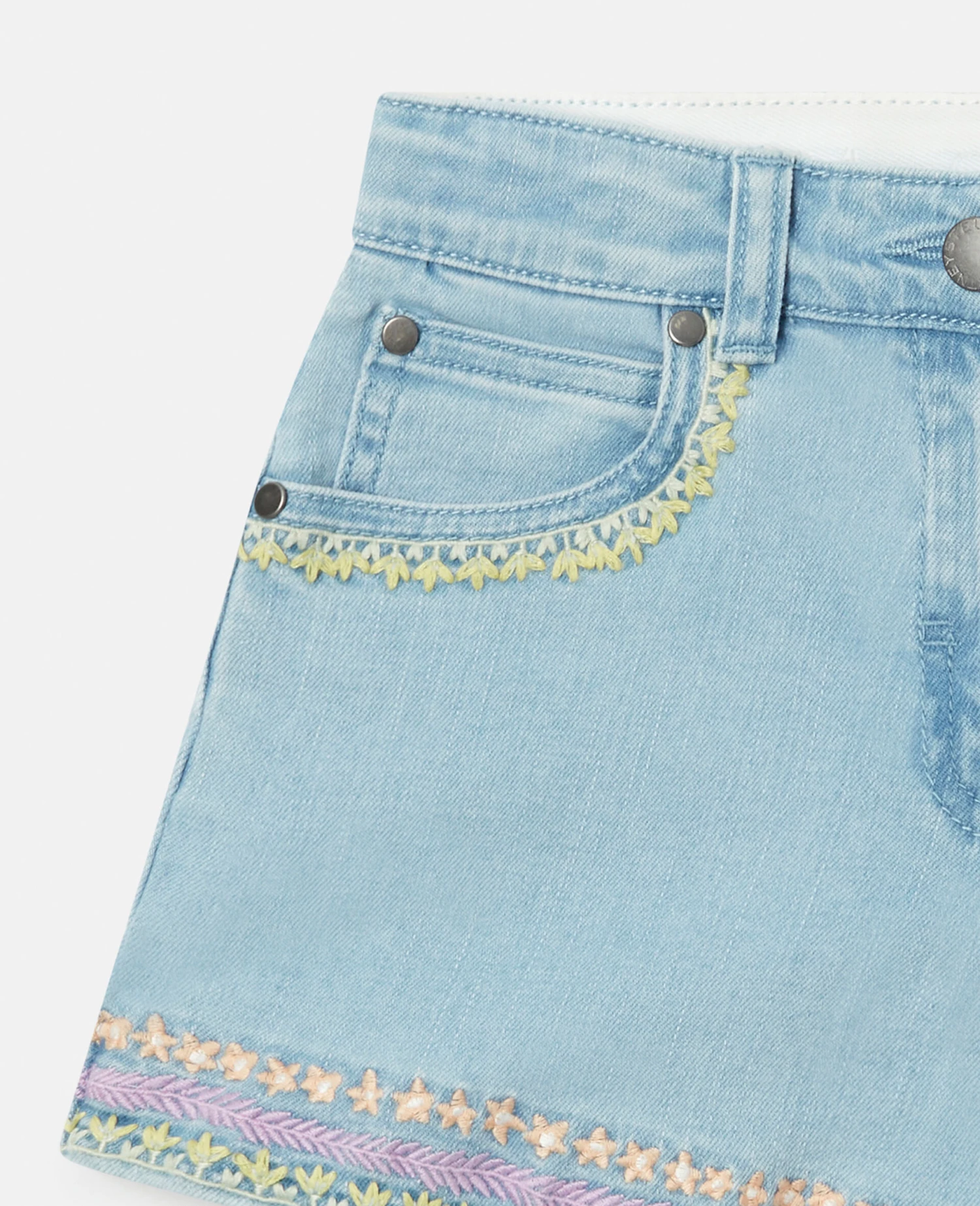 STELLA MCCARTNEY Flower Line Embroidery Denim Shorts 4 STELLA MCCARTNEY Flower Line Embroidery Denim Shorts - Image 2