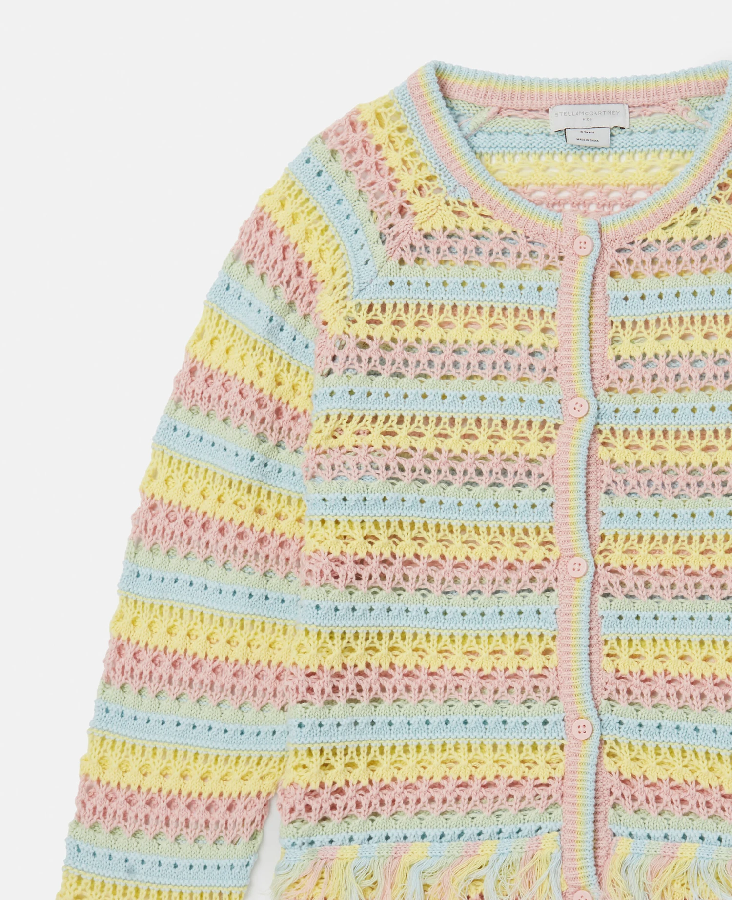 STELLA MCCARTNEY Pastel Rainbow Stripe Crochet Cardigan 4 STELLA MCCARTNEY Pastel Rainbow Stripe Crochet Cardigan - Image 2