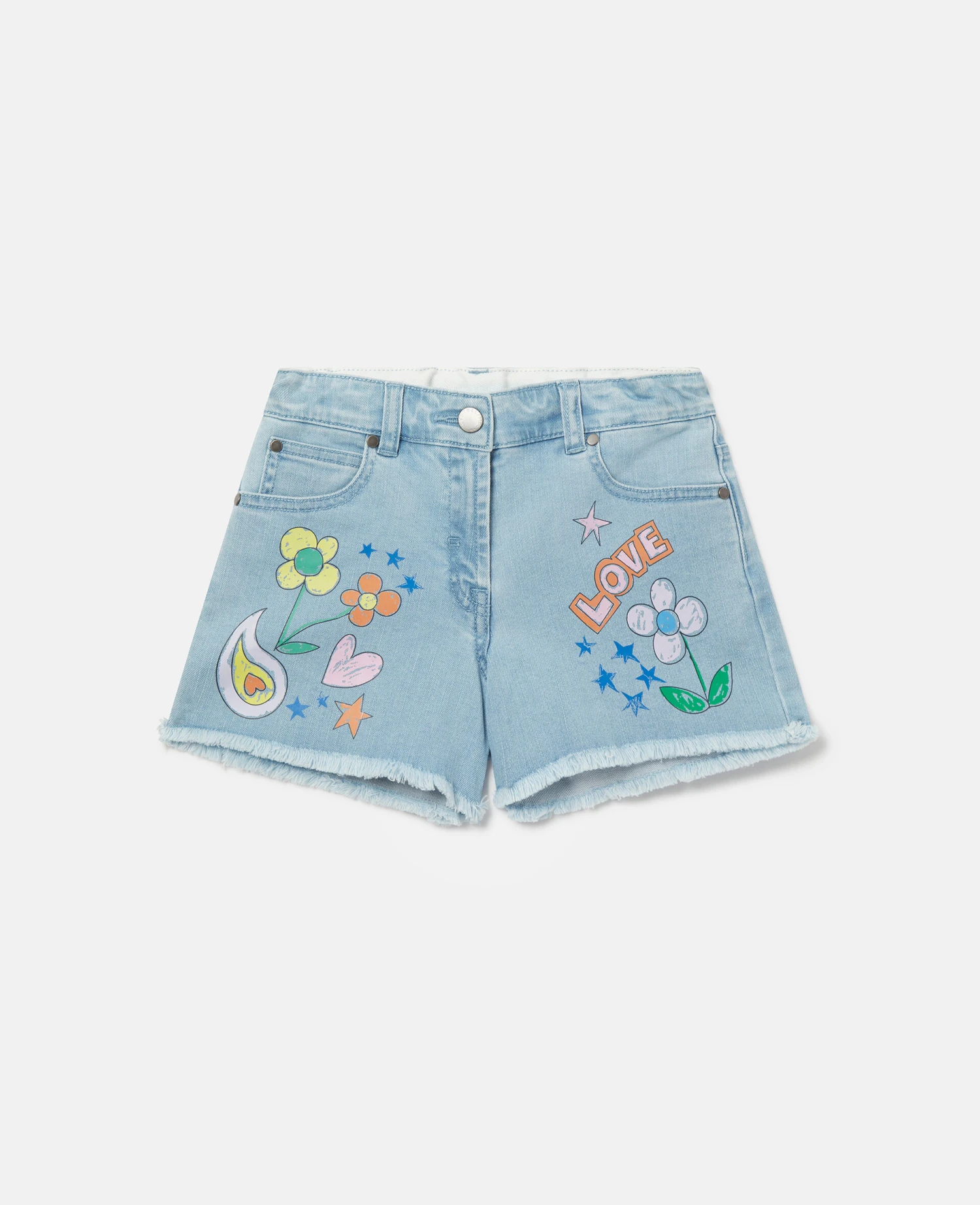 STELLA MCCARTNEY Doodle Print Denim Shorts 3 STELLA MCCARTNEY Doodle Print Denim Shorts