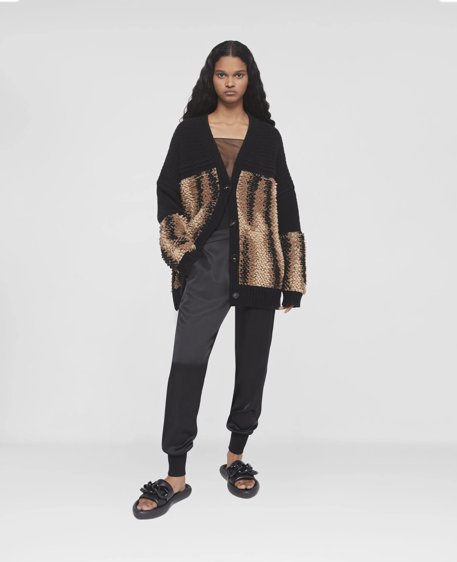 STELLA MCCARTNEY Fur Free Fur Panel Textured Knit Cardigan 4 STELLA MCCARTNEY Fur Free Fur Panel Textured Knit Cardigan - Image 2