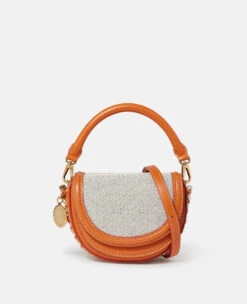 STELLA MCCARTNEY Frayme Cotton Canvas Double Flap Shoulder Bag