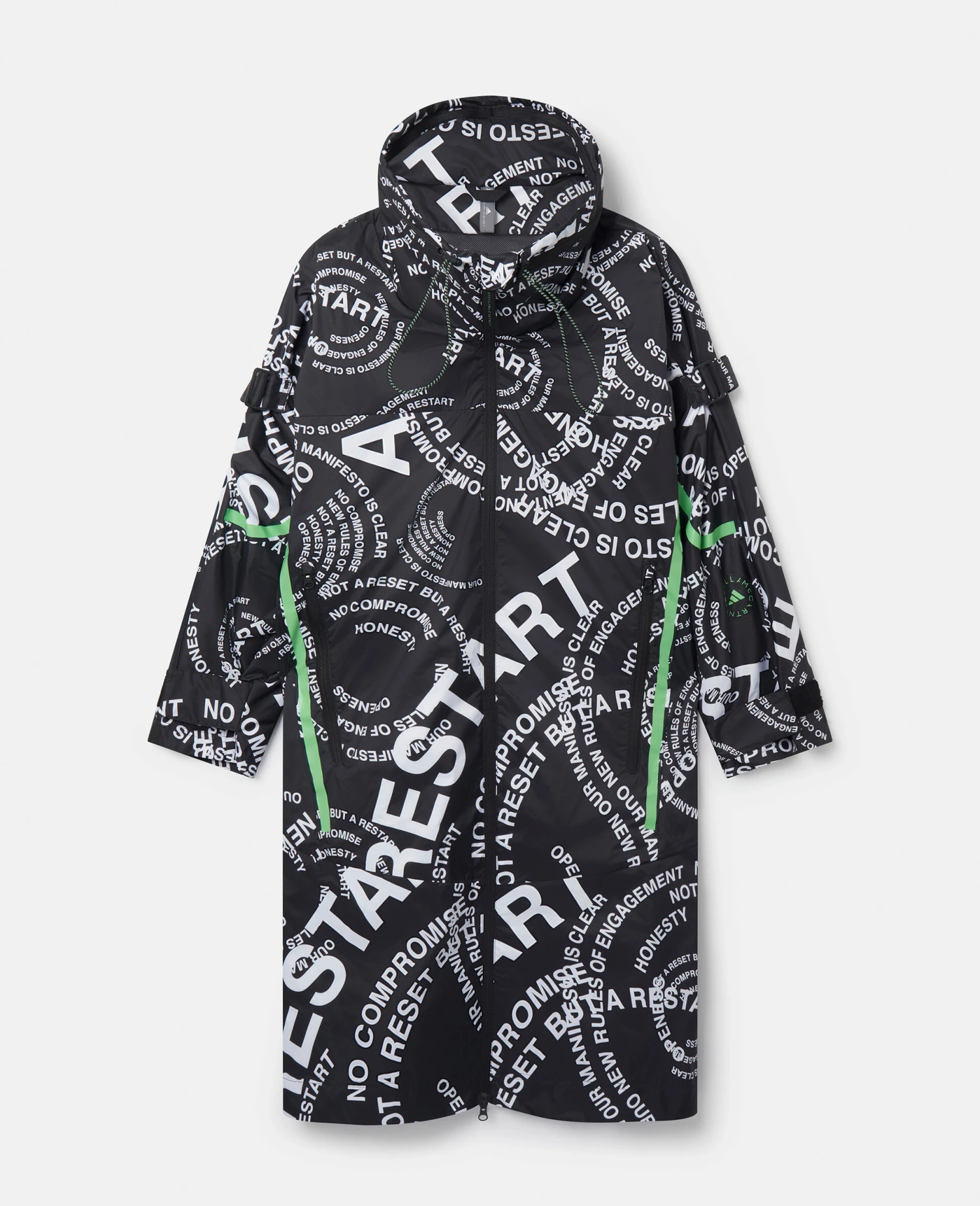 STELLA MCCARTNEY TrueCasuals Lettered Print Packable Long Parka Jacket 3 STELLA MCCARTNEY TrueCasuals Lettered Print Packable Long Parka Jacket