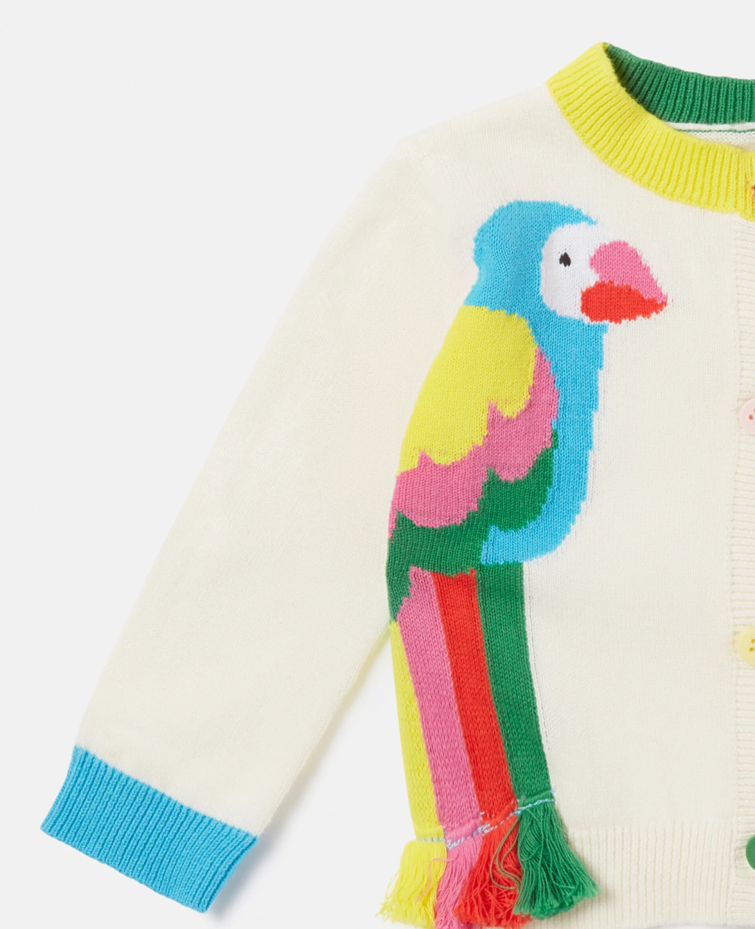 STELLA MCCARTNEY Double Parrot Intarsia Knit Fringed Cardigan 4 STELLA MCCARTNEY Double Parrot Intarsia Knit Fringed Cardigan - Image 2