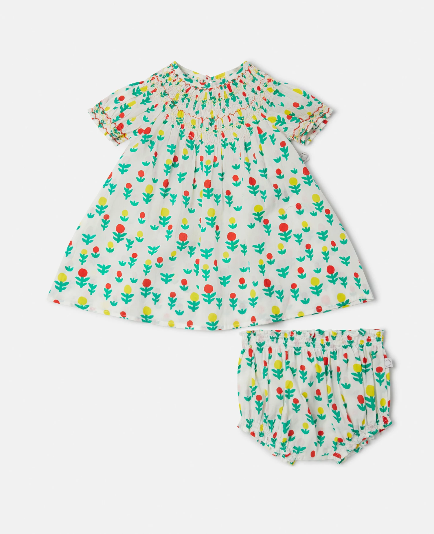 STELLA MCCARTNEY Dreamy Flower Print Smocked Dress And Bloomers Set 3 STELLA MCCARTNEY Dreamy Flower Print Smocked Dress And Bloomers Set