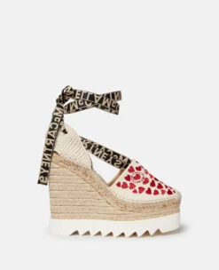 STELLA MCCARTNEY Gaia Heart Print Wedge Espadrilles