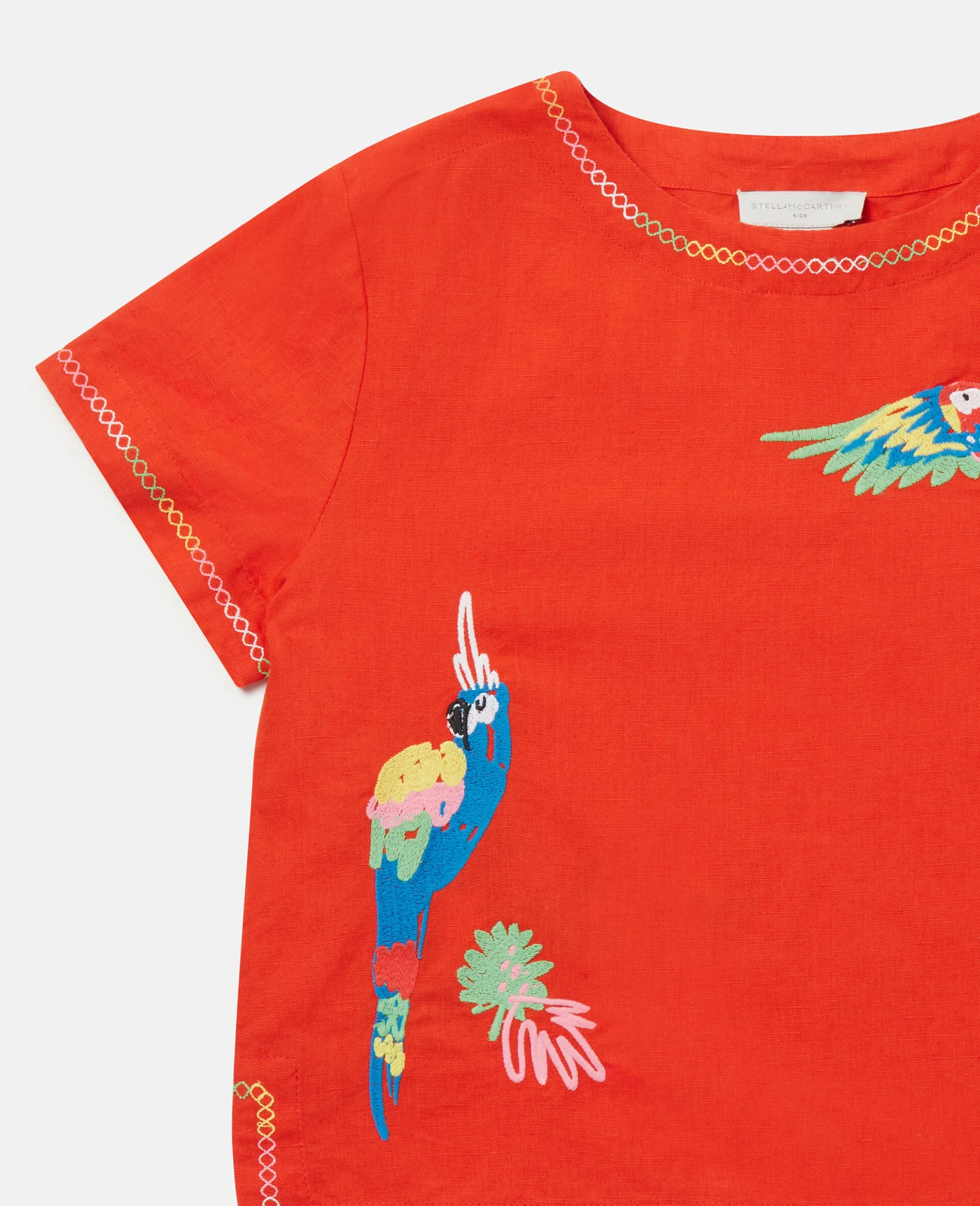 STELLA MCCARTNEY Parrot Embroidery Linen T-Shirt 4 STELLA MCCARTNEY Parrot Embroidery Linen T-Shirt - Image 2