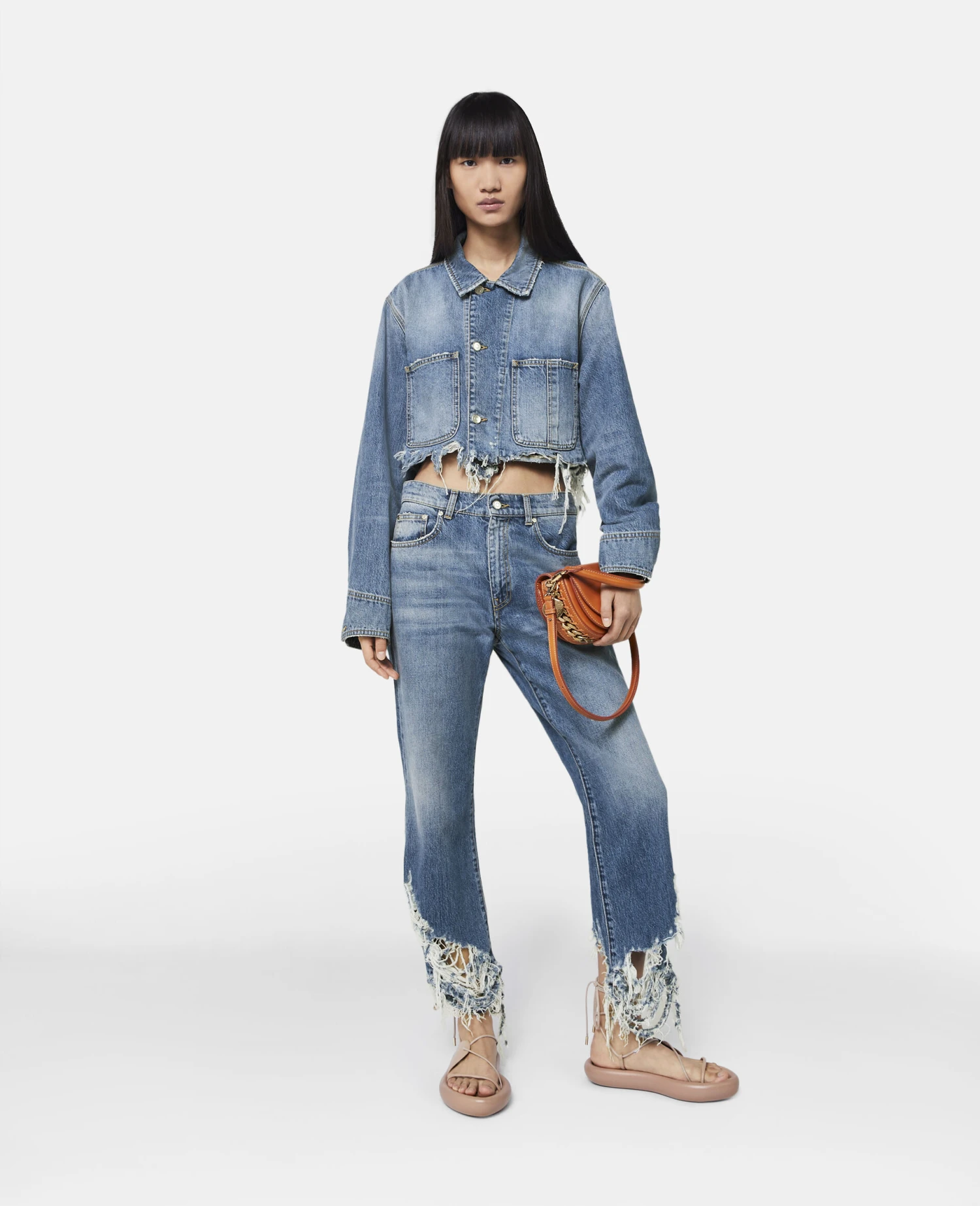 STELLA MCCARTNEY Vintage Wash Distressed Cropped Denim Jacket 4 STELLA MCCARTNEY Vintage Wash Distressed Cropped Denim Jacket - Image 2