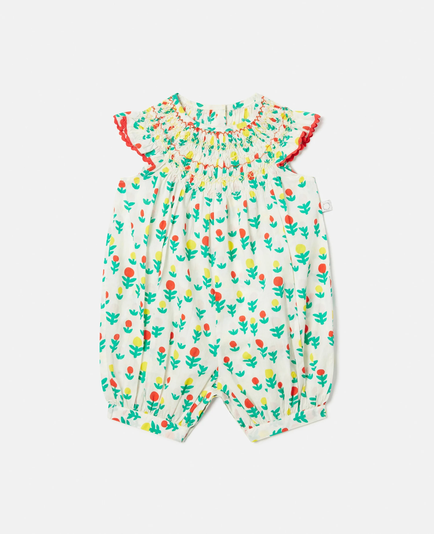 STELLA MCCARTNEY Dreamy Flower Print Smocked Romper 3 STELLA MCCARTNEY Dreamy Flower Print Smocked Romper