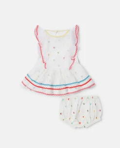 STELLA MCCARTNEY Squiggle Line Embroidery Dress And Bloomers Set