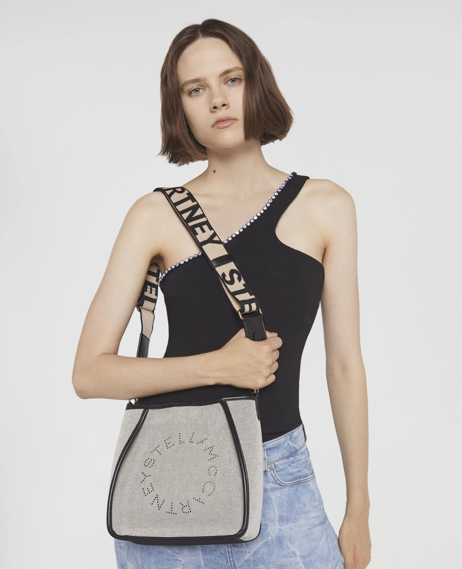 STELLA MCCARTNEY Stella Logo Cotton Canvas Shoulder Bag 4 STELLA MCCARTNEY Stella Logo Cotton Canvas Shoulder Bag - Image 2