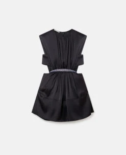 STELLA MCCARTNEY Belted Pleat Front Double Satin Mini Dress