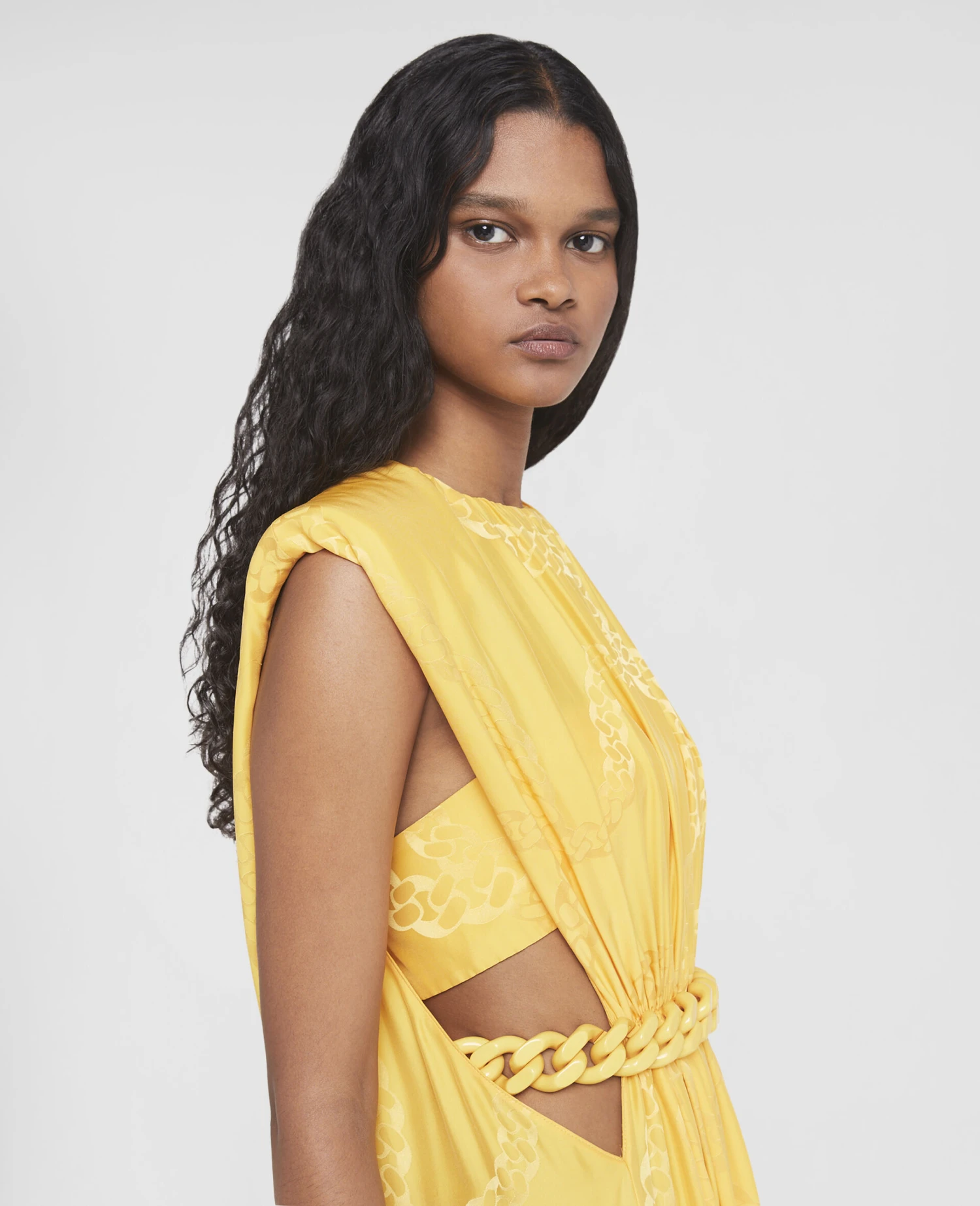 STELLA MCCARTNEY Falabella Chain Pleat Front Double Satin Maxi Dress 6 STELLA MCCARTNEY Falabella Chain Pleat Front Double Satin Maxi Dress - Image 4