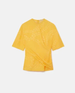 STELLA MCCARTNEY Falabella Chain Silk Jacquard Wrap Front Top