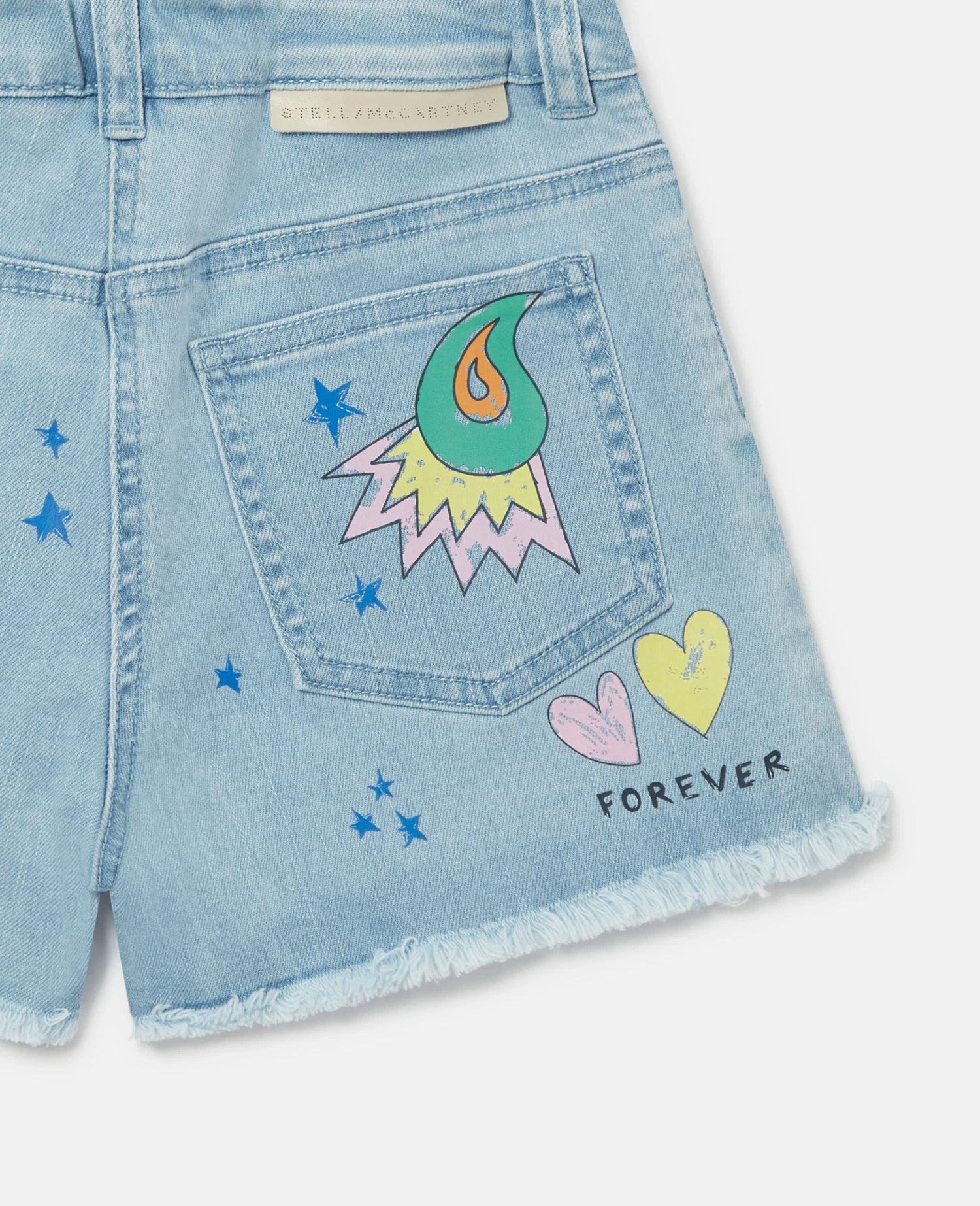 STELLA MCCARTNEY Doodle Print Denim Shorts 6 STELLA MCCARTNEY Doodle Print Denim Shorts - Image 4