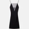 STELLA MCCARTNEY V Mesh Compact Crepe Slip Dress