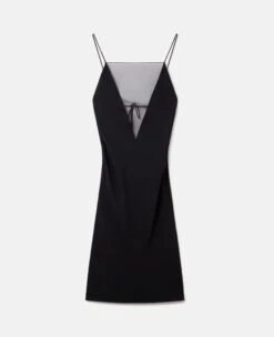 STELLA MCCARTNEY V Mesh Compact Crepe Slip Dress