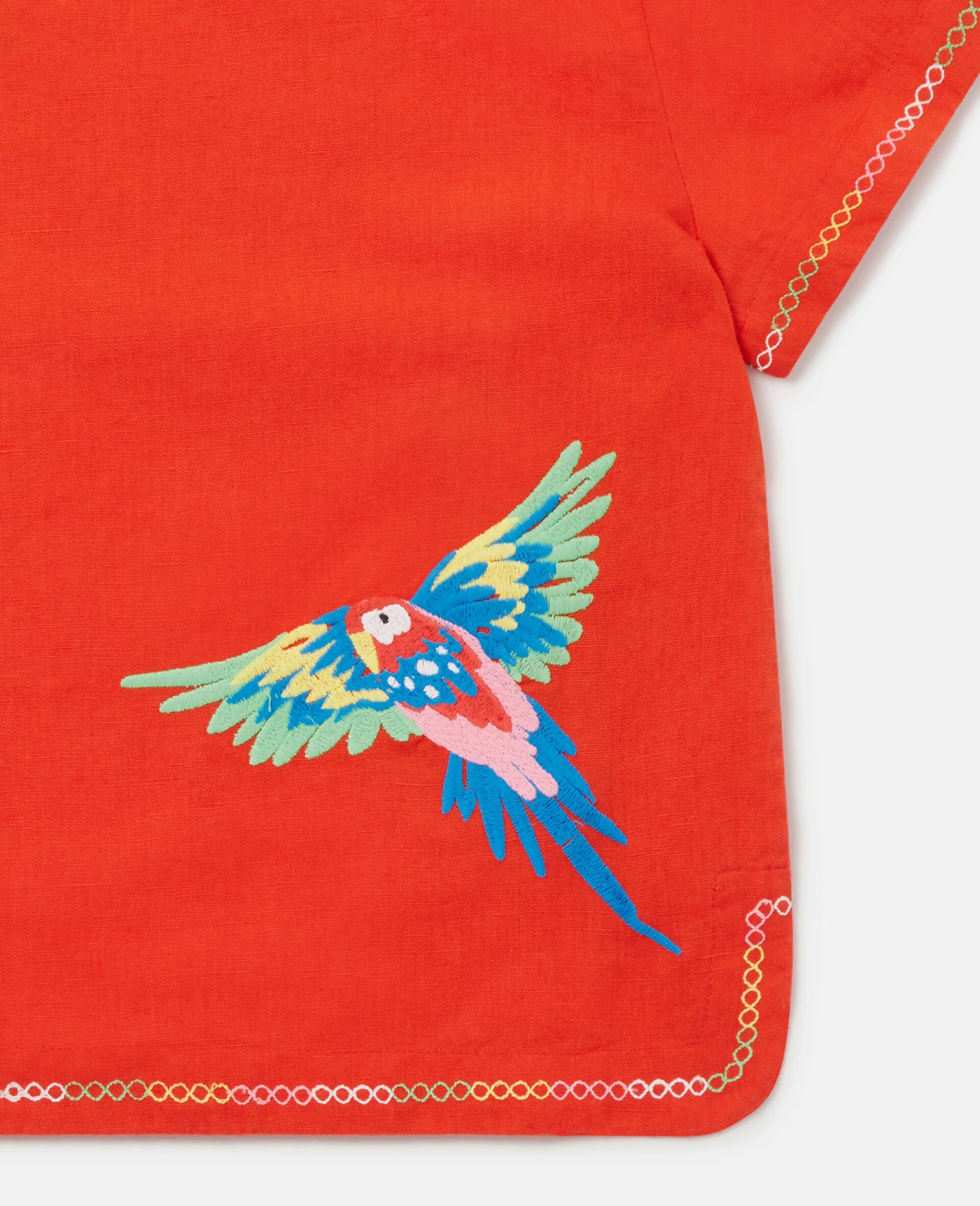 STELLA MCCARTNEY Parrot Embroidery Linen T-Shirt 6 STELLA MCCARTNEY Parrot Embroidery Linen T-Shirt - Image 4