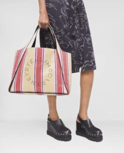 STELLA MCCARTNEY Stella Logo Striped Raffia Tote Bag -Stella Mccartney Store c63222ca69ad7ba1f7efe448f5c7724161358f0f 502793WP01416309 H