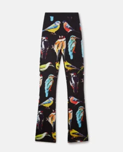 STELLA MCCARTNEY Bird Crest Print Stretch Flared Trousers