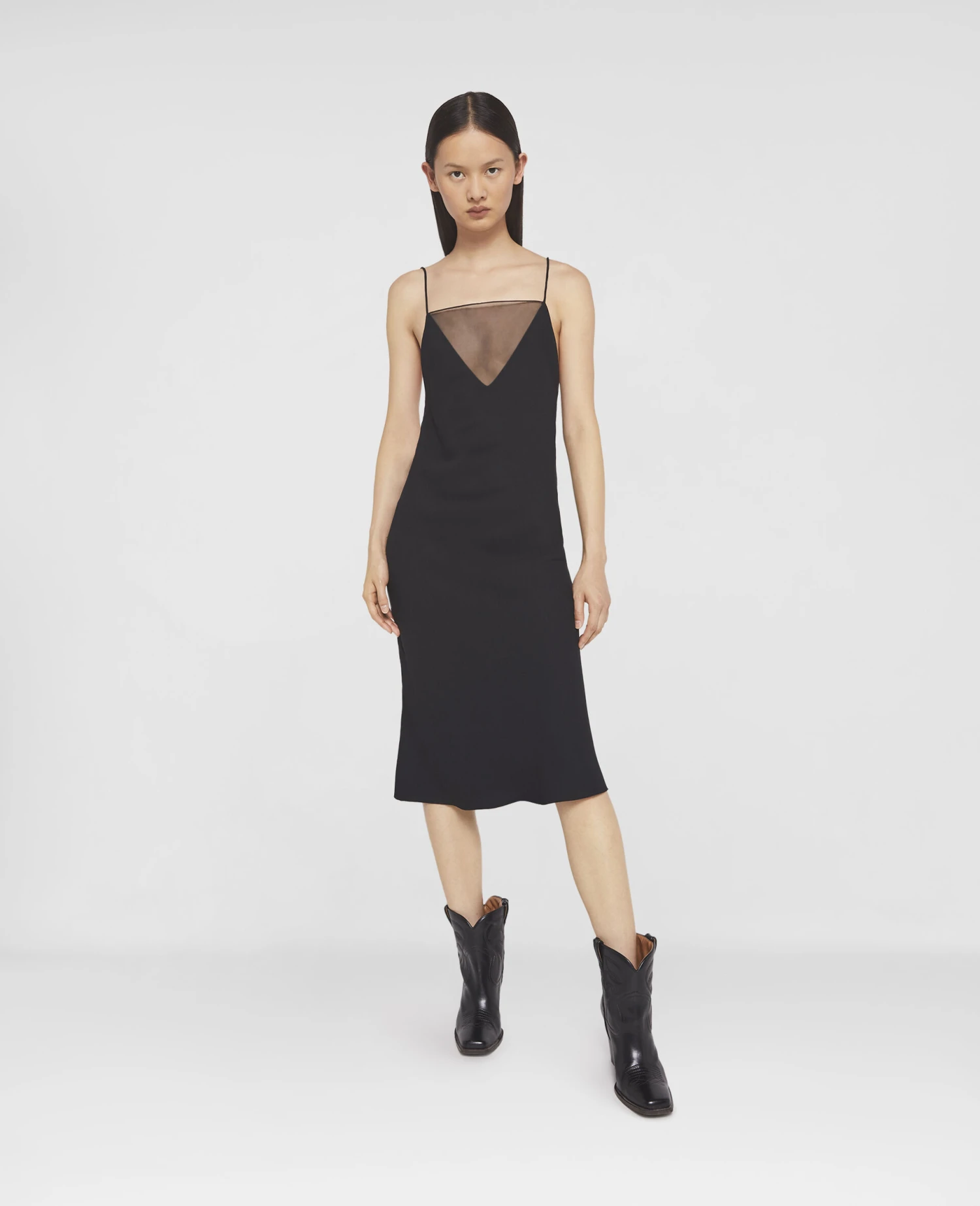 STELLA MCCARTNEY V Mesh Compact Crepe Slip Dress 4 STELLA MCCARTNEY V Mesh Compact Crepe Slip Dress - Image 2