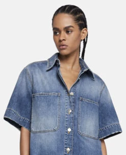 STELLA MCCARTNEY Vintage Wash Deconstructed Denim Shirt Dress -Stella Mccartney Store cc2a4839116cec70362d8ad7f49491ddf39464d2 6D01523SPH264406 P