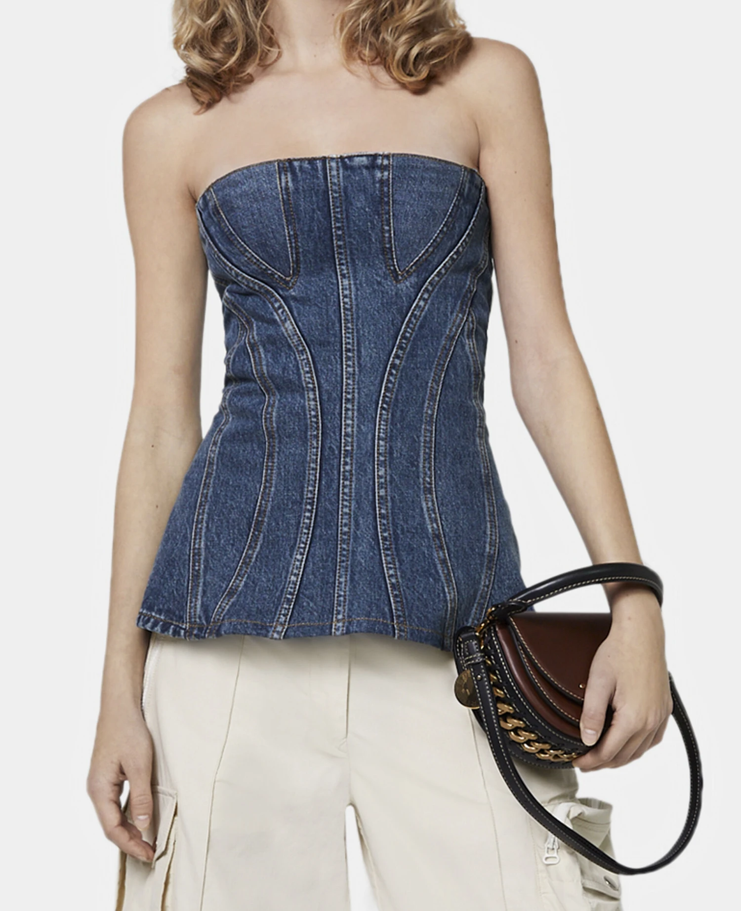 STELLA MCCARTNEY Vintage Wash Denim Bustier Top 6 STELLA MCCARTNEY Vintage Wash Denim Bustier Top - Image 4