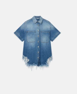 STELLA MCCARTNEY Vintage Wash Deconstructed Denim Shirt Dress