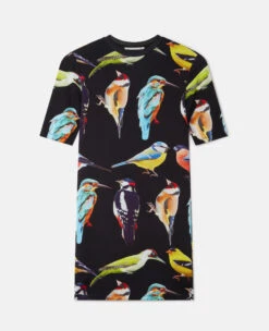STELLA MCCARTNEY Bird Crest Print Jersey Midi Dress