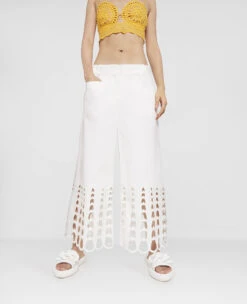 STELLA MCCARTNEY Polished Cotton Crochet Embroidery Trousers -Stella Mccartney Store e2e10e7e561e9b5307e543bd8e2dcf63c973048a 6400723AU4509001 P