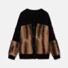 STELLA MCCARTNEY Fur Free Fur Panel Textured Knit Cardigan