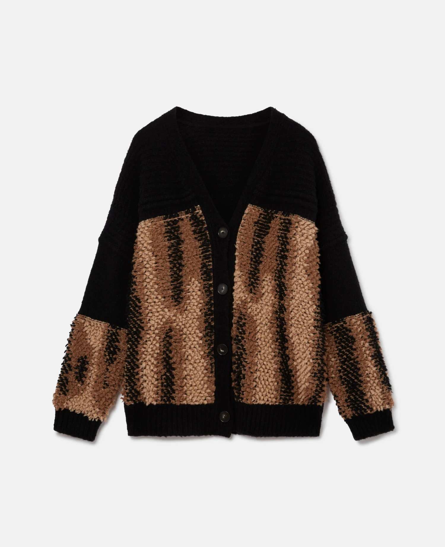 STELLA MCCARTNEY Fur Free Fur Panel Textured Knit Cardigan 3 STELLA MCCARTNEY Fur Free Fur Panel Textured Knit Cardigan